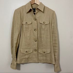 Ralph Lauren Safari Linen Jacket Button Front sz 6